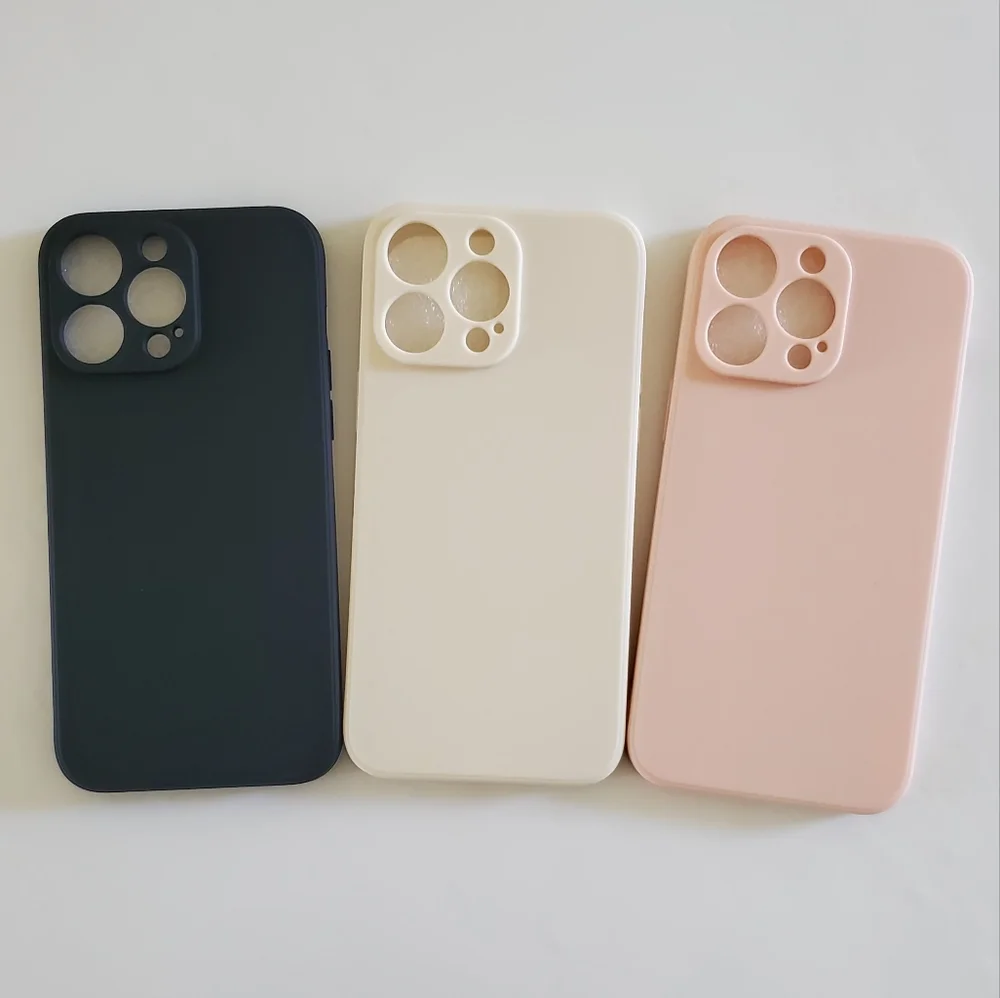 3-Piece Plain Phone Case Set – Black, White & Pink